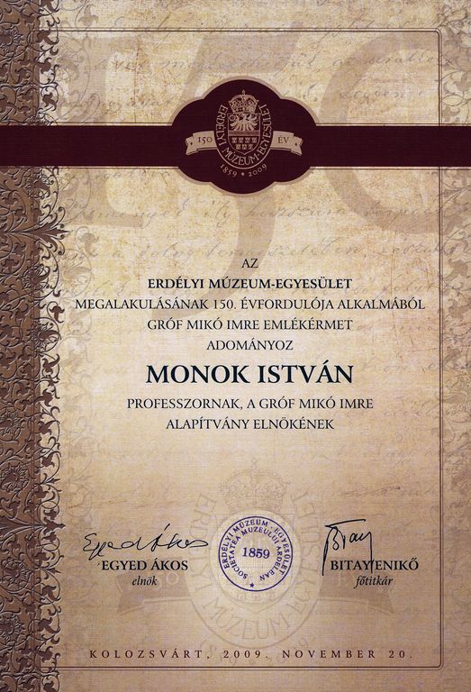 Gr�f Mik� Imre Eml�k�rem, 2009